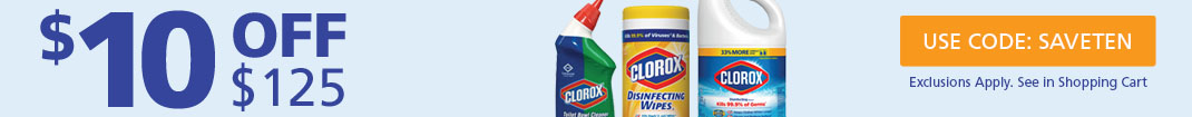 Get $10 off $125+ orders of Clorox products